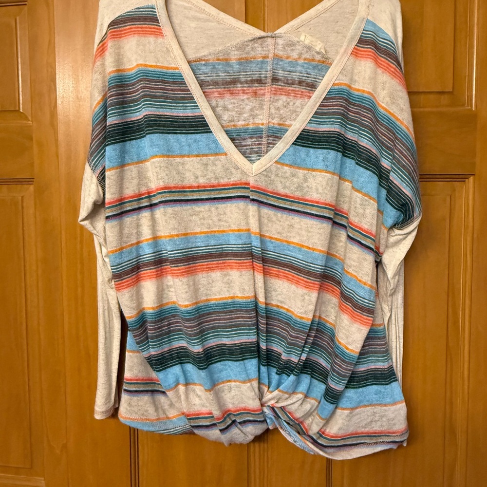 Hummingbird Multicolor Striped V-Neck Top